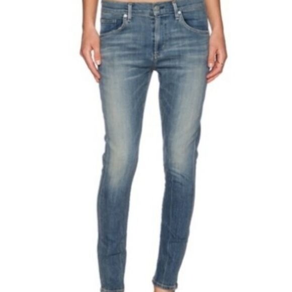 Agolde Claire womens Skinny jeans washed Sz 31 denim midwaist blue color NWOT - Picture 1 of 14